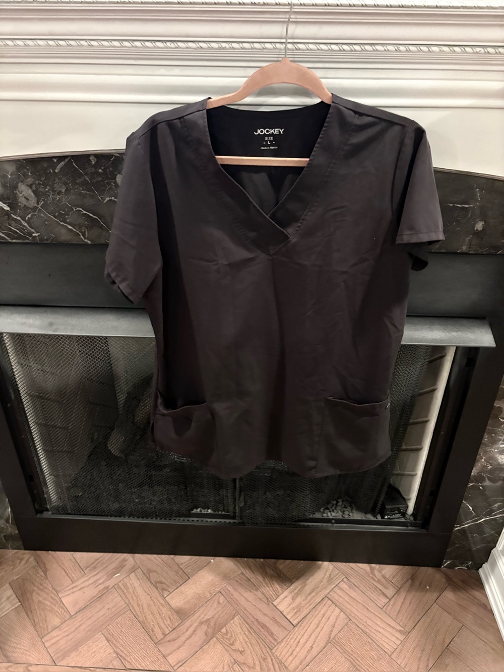 Jockey unisex Black V‑Neck Short Sleeve unisex Scrub Top